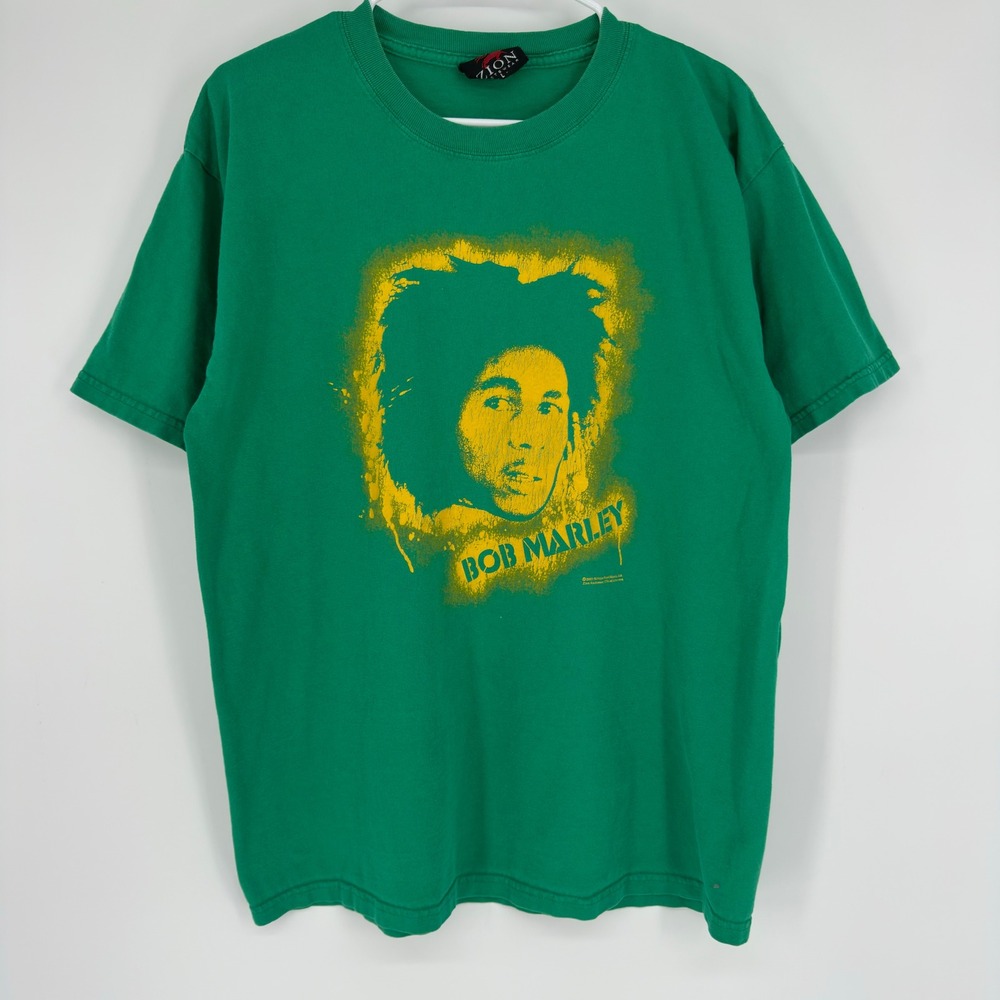 Vintage Y2K 2005 Bob Marley Zion Rootswear Graphic T-Shirt Green Mens Large